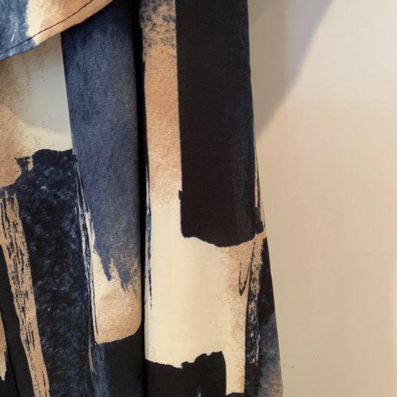 Sejour for Nordstroms off-the-shoulder blue / bronze / white boho dress (14W) - Picture 8 of 10